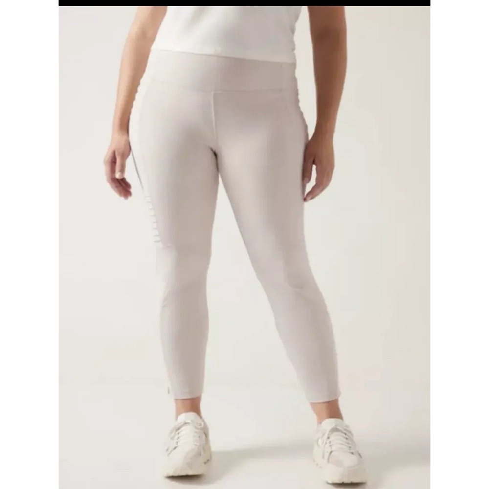 Athleta PLUS 2X Delancey Textured Moto Tight Leggings, Braiden Cream Fitted Pant